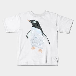 Marbled Paper Gentoo Penguin Kids T-Shirt